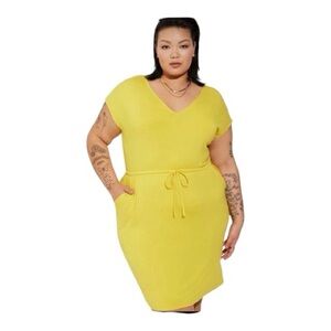 Torrid Yellow V-Neck Dress size 2